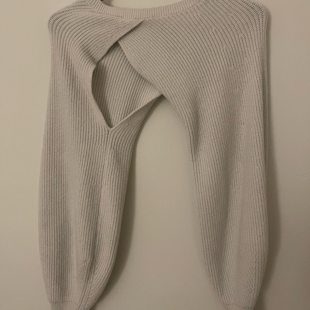 Open Edit Ribbed Cream Sweater - Picture 2 of 3